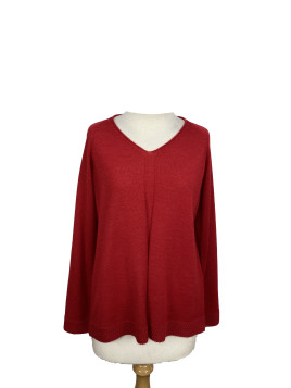 Ladies Sweater V Neck Red